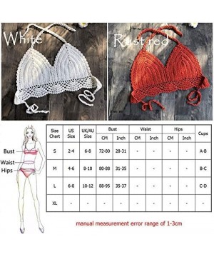 Sexy Bikini Top - Women Lace Crochet Bikini Top Crochet Knit Crop Top Summer Beach Halter Bra - black - C718UNA22ZG $12.59-Tops