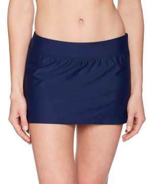 Women's Swimwear Bikini Bottom - Navy Skirt With Brief - CK180NY7HLK $21.35-Tankinis