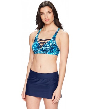 Women's Swimwear Bikini Bottom - Navy Skirt With Brief - CK180NY7HLK $21.35-Tankinis