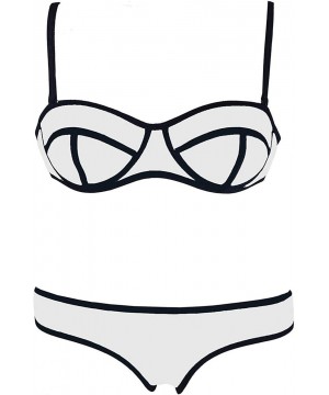 Women's Strapless Swimsuit Push-up Padded Bra Bikini Set - 1white - CX12LU3EG3J $26.73-Sets