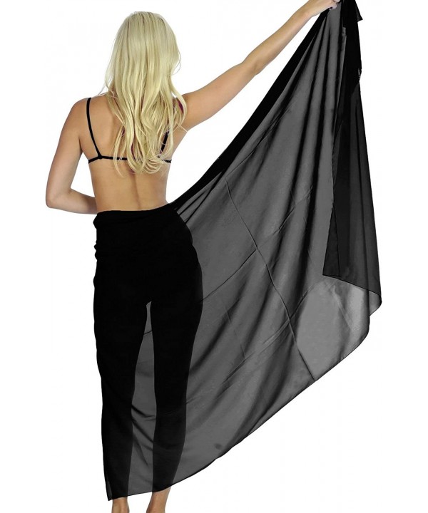 Women Plus Size Beach Sarong Cover Up Swimwear Wrap Pareo Solid Plain B - Halloween Black_t673 - C312H4640AT $12.83-Cover-Ups