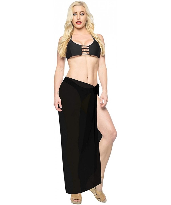 Women Plus Size Beach Sarong Cover Up Swimwear Wrap Pareo Solid Plain B - Halloween Black_t673 - C312H4640AT $12.83-Cover-Ups