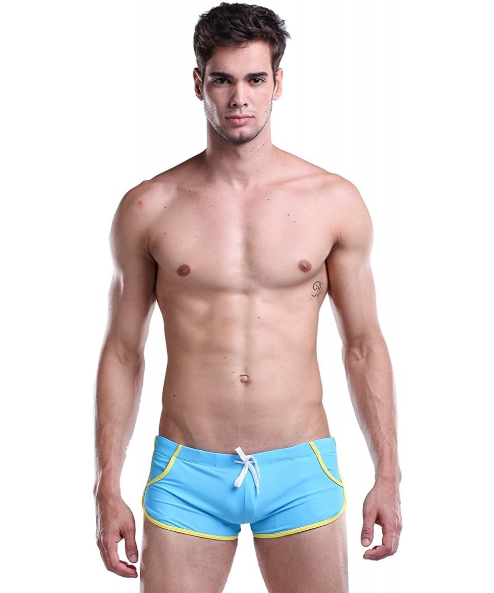 Mens Swim Trunks Pocket Beach Swimwear - Light Blue - CB184SM4NI4 $14.38-Trunks