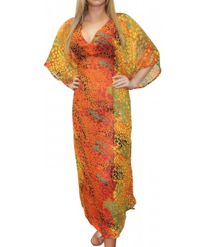 Women's One Size Elegant Loose Swing Beach Casual Aloha Dress Printed A - Pumpkin Orange_e881 - C811FII5501 $17.99-Cover-Ups