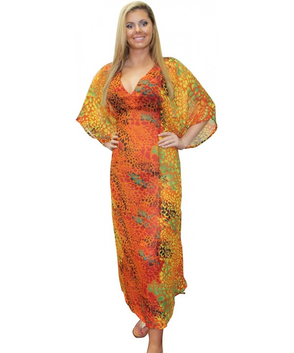 Women's One Size Elegant Loose Swing Beach Casual Aloha Dress Printed A - Pumpkin Orange_e881 - C811FII5501 $17.99-Cover-Ups