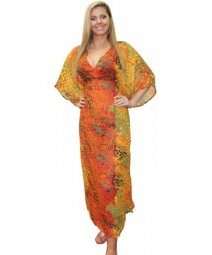 Women's One Size Elegant Loose Swing Beach Casual Aloha Dress Printed A - Pumpkin Orange_e881 - C811FII5501 $17.99-Cover-Ups