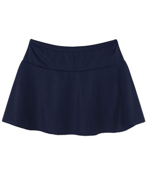 Women Comfy Elastic High Waisted Mini Pleated Skort Beach Swim Skirt with Built-in Shorts - Navy Blue - CZ18R6S872R $18.10-Bo...