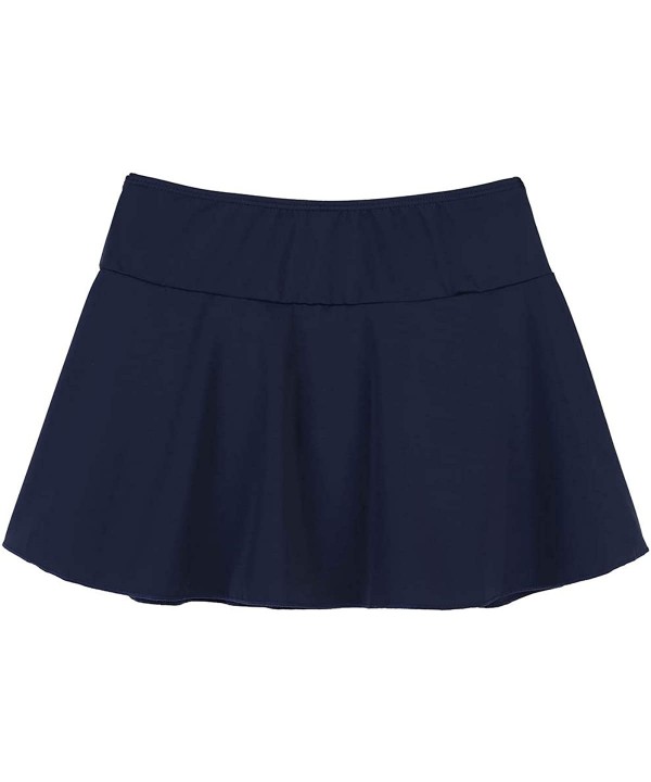 Women Comfy Elastic High Waisted Mini Pleated Skort Beach Swim Skirt with Built-in Shorts - Navy Blue - CZ18R6S872R $18.10-Bo...