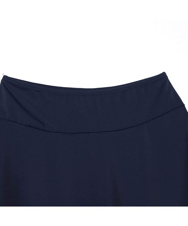 Women Comfy Elastic High Waisted Mini Pleated Skort Beach Swim Skirt with Built-in Shorts - Navy Blue - CZ18R6S872R $18.10-Bo...