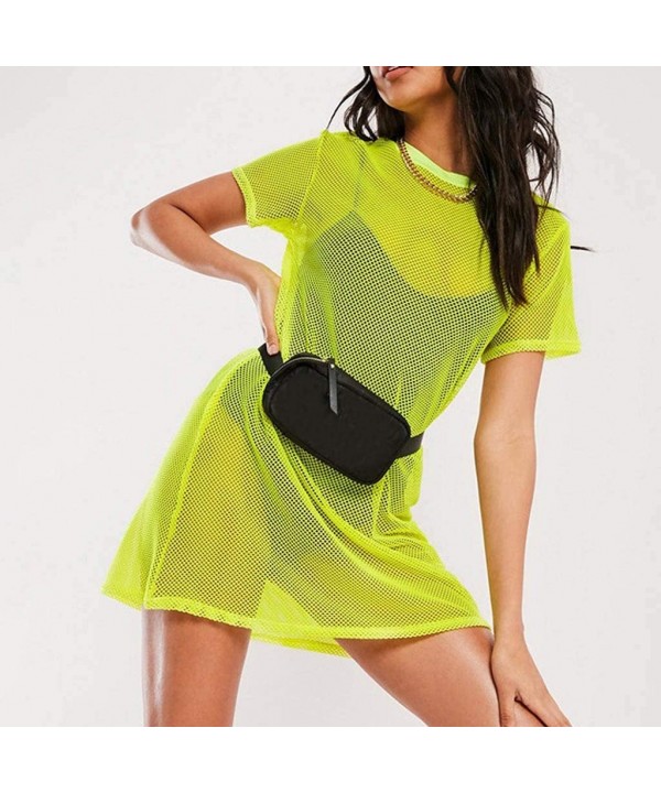 Women's Sexy Bathing Suit Cover Up Short Sleeve Perspective Mini Dresses for Beach Pool Swimwear - Yellow - C819CSAC5GH $12.8...