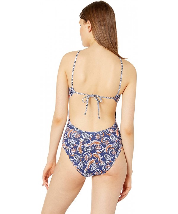 Women's High Neck Strappy Front One Piece Swimsuit - Blue//Way to Boho - CQ18I3T5UR5 $40.47-One-Pieces