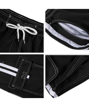 Mens Beach Board Shorts Swim Trunks with Cargo Pockets - 2 Pack-black/Navy - CF194OT8KDK $36.43-Trunks