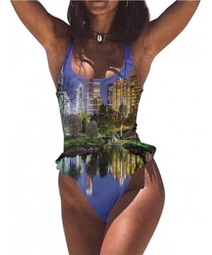 Bathing Suit City- New York at Night Bridge Very Flattering Style - Multi 07-one-piece Swimsuit - C119E877LGR $49.79-Bottoms