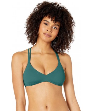 Women's Bralette Hipster Bikini Swimsuit Top - Dark Teal//Solid - CQ18I67A4UK $15.35-Tops