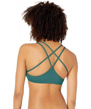 Women's Bralette Hipster Bikini Swimsuit Top - Dark Teal//Solid - CQ18I67A4UK $15.35-Tops