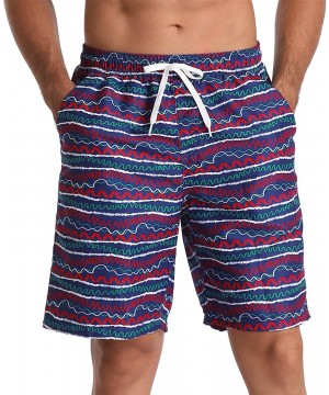 Men's Board Short American Flag Quick Dry Swim Trunks with Pocket - Striped Print - CT18KD9YKC0 $9.04-Board Shorts