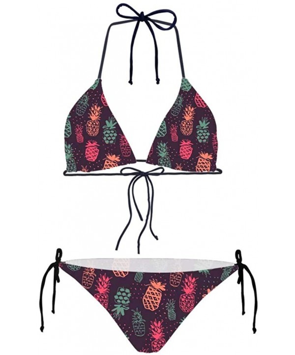 Sexy Women Swimsuit Space Galaxy Print Two-Piece Bikini Plus Size - 2-pineapple - C118OSWT46G $17.99-Sets