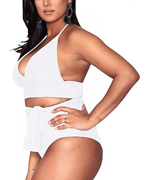 Plus Size Bathing Suits for Women High Waisted Tummy Control Swimwear Swimsuit Full Coverage - White - CZ197HO3ZWZ $14.34-Boa...