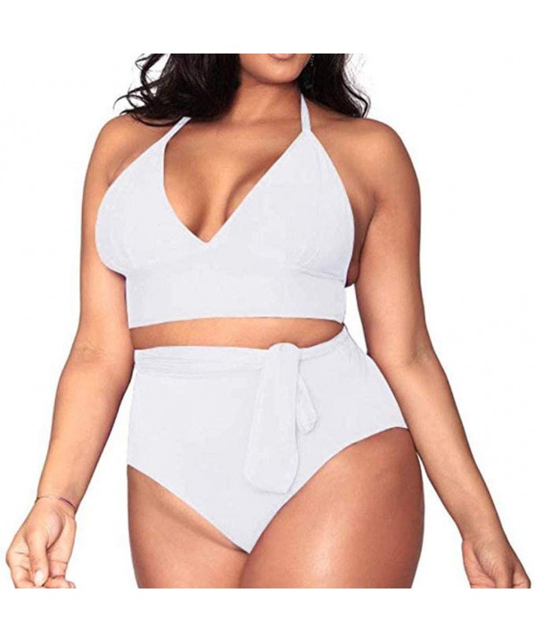 Plus Size Bathing Suits for Women High Waisted Tummy Control Swimwear Swimsuit Full Coverage - White - CZ197HO3ZWZ $14.34-Boa...