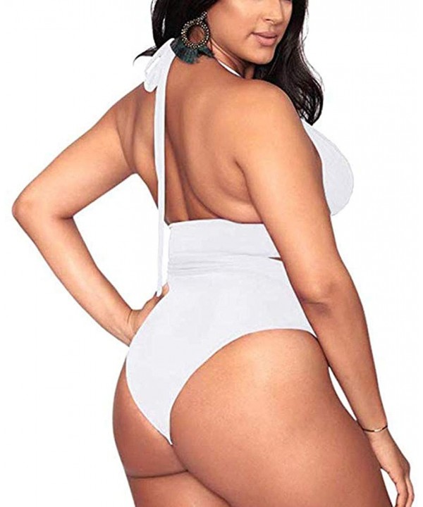 Plus Size Bathing Suits for Women High Waisted Tummy Control Swimwear Swimsuit Full Coverage - White - CZ197HO3ZWZ $14.34-Boa...