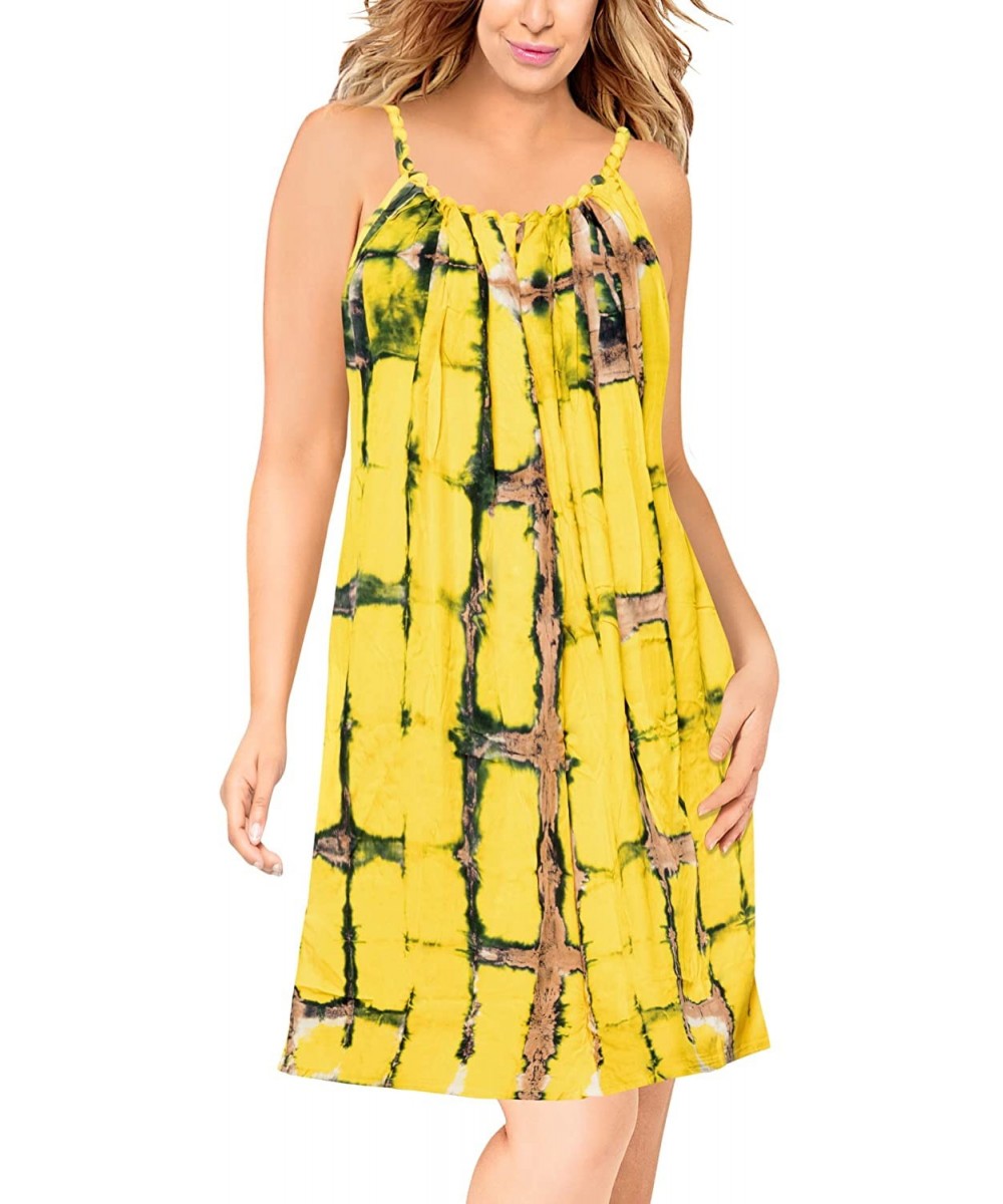 Women's One Size Beach Dress Kaftan Sun Dresses for Women Hand Tie Dye - Autumn Yellow_f702 - CP187DG5GRW $25.15-Cover-Ups