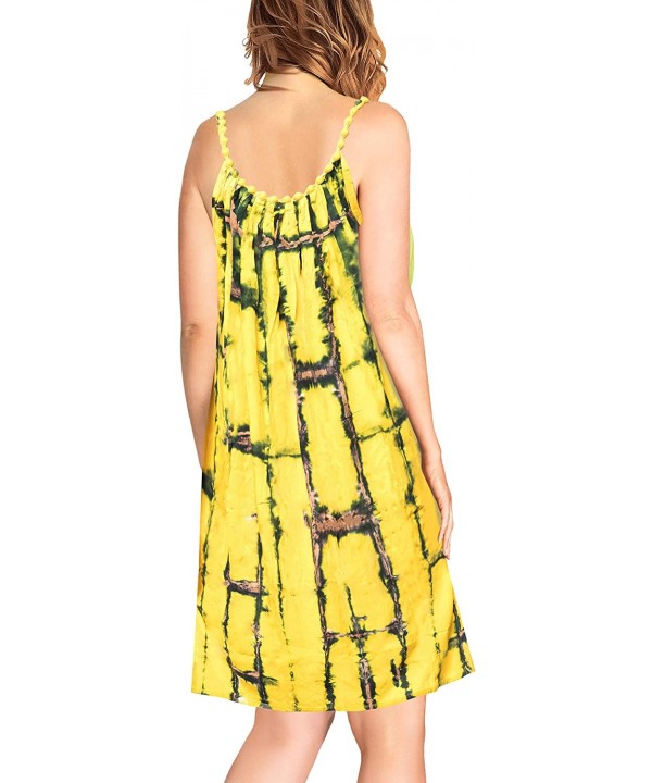 Women's One Size Beach Dress Kaftan Sun Dresses for Women Hand Tie Dye - Autumn Yellow_f702 - CP187DG5GRW $25.15-Cover-Ups