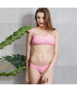 Women's Bikini Set- Scoop Neck Push up Padded Swimsuit Bathing Suits - Pink - CN18XHUA444 $15.43-Sets