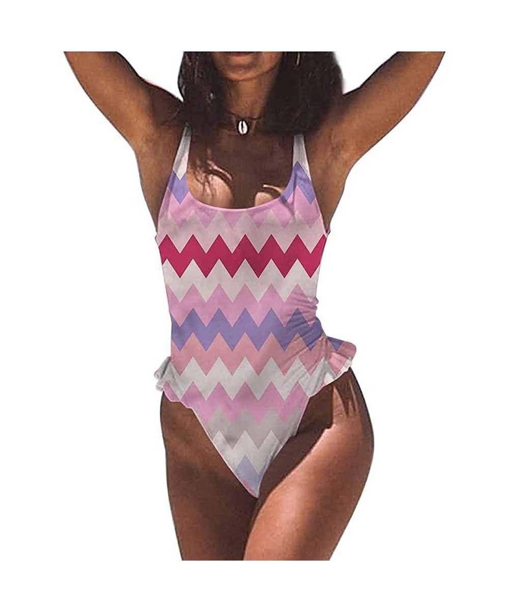 Tie Bikini Swimsuit Set Chevron- Nostalgic Complex Zig Zag Cute Confy and Sexy - Multi 09-one-piece Swimsuit - CW19E6YIOXS $3...