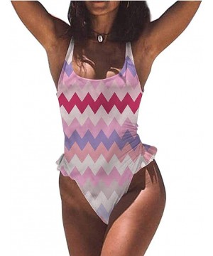 Tie Bikini Swimsuit Set Chevron- Nostalgic Complex Zig Zag Cute Confy and Sexy - Multi 09-one-piece Swimsuit - CW19E6YIOXS $3...