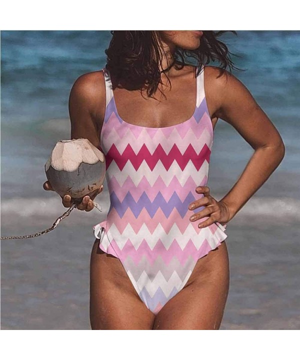 Tie Bikini Swimsuit Set Chevron- Nostalgic Complex Zig Zag Cute Confy and Sexy - Multi 09-one-piece Swimsuit - CW19E6YIOXS $3...