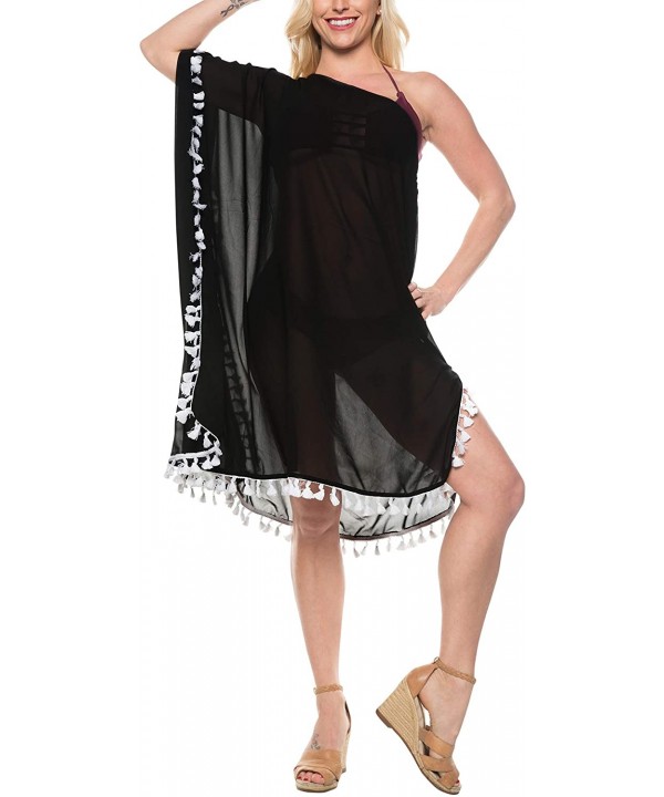 Women's Boho Maternity Swimwear Cover Ups Beach Swimsuit Short Mini A - Halloween Black_b532 - C9188K390HY $17.09-Cover-Ups