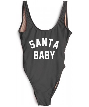 Women Santa Baby One Piece Swimwear Christmas Party Sexy Bodysuit Swimsuit - Black White 620 - CP18I37RDAH $26.36-One-Pieces