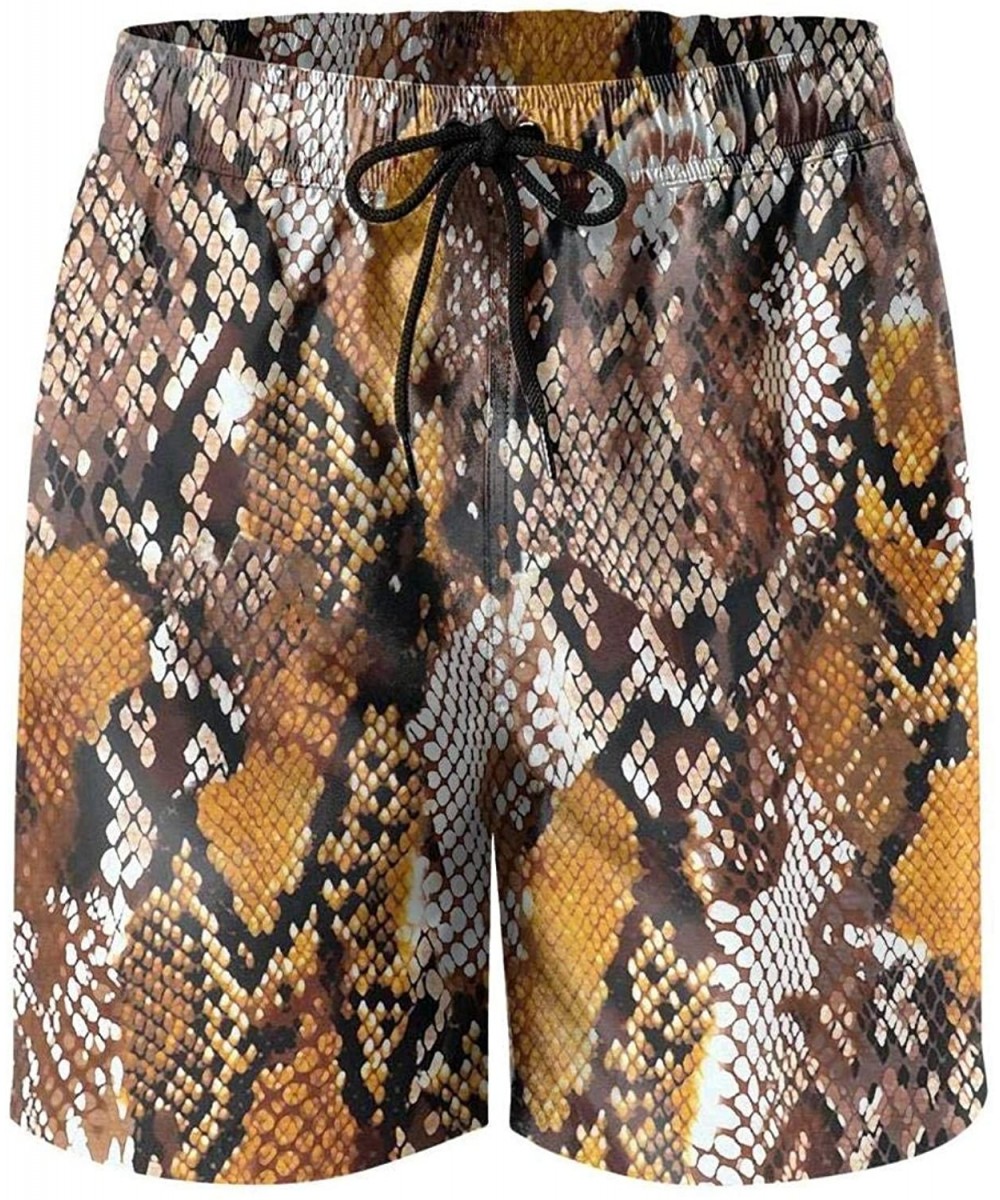 Leopard and Snake Design Pattern Men's Swimming Trunks Adjustable Swim Shorts for Men Holiday Beach Shorts - Snakeskin and Le...