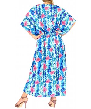 Women's One Size Kaftan Lounger Casual Beach Swim Cover Ups Drawstring - Blue_y992 - CS1938L5TD7 $20.67-Cover-Ups