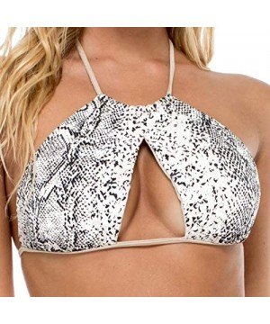 Women's Bombo Isabel Peekaboo High Neck Halter Bikini Top Swimwear - Multi - C4187IWHC05 $49.67-Tops