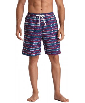 Men's Board Short American Flag Quick Dry Swim Trunks with Pocket - Striped Print - CT18KD9YKC0 $9.04-Board Shorts