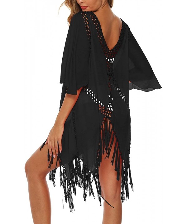 Beach Tops Sexy Perspective Cover Up Dresses Bikini Covers Cover-ups Net - Hollow Out Tassels Black - CL195UZZ6YN $12.64-Cove...