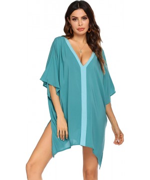 Cover Ups for Swimwear Womens Swimsuit Coverup Shirt Bikini Beachwear Bathing Suit Beach Dress - Green - CQ199Q2T4WX $21.60-C...