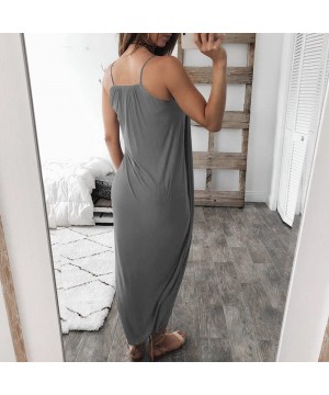 Tank Dress Womens Summer Casual Loose Beach Dress Solid Off Shoulder Sling Dress for Holiday Party Beach - Gray - C9195OAU299...