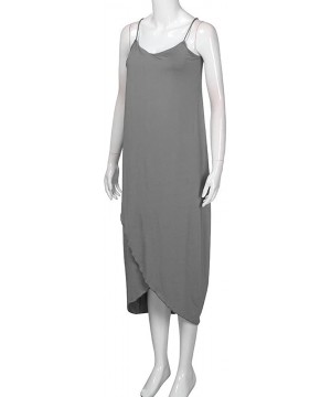 Tank Dress Womens Summer Casual Loose Beach Dress Solid Off Shoulder Sling Dress for Holiday Party Beach - Gray - C9195OAU299...