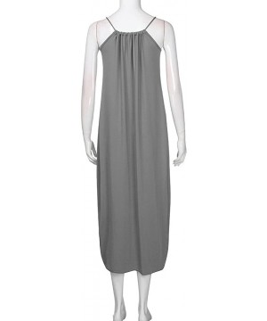 Tank Dress Womens Summer Casual Loose Beach Dress Solid Off Shoulder Sling Dress for Holiday Party Beach - Gray - C9195OAU299...