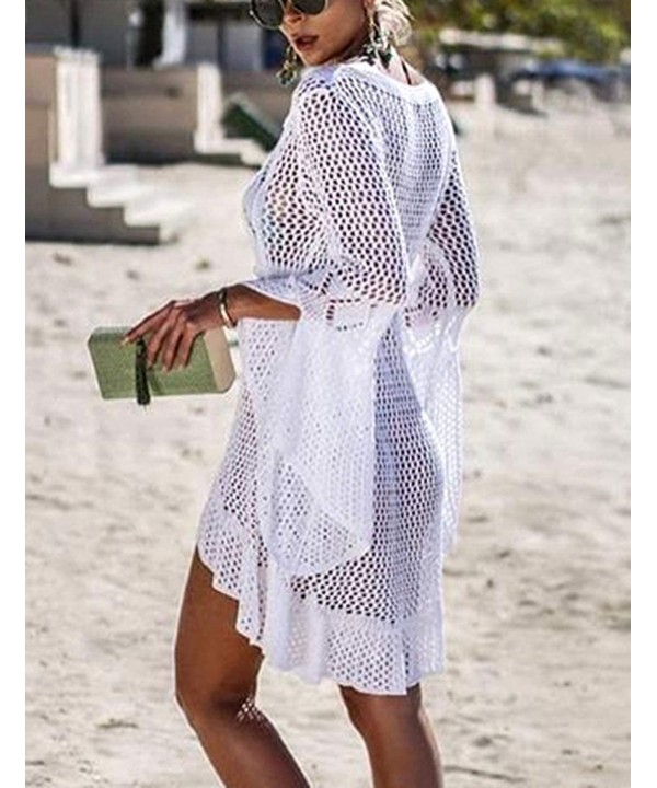 Tunic Swimwear Cover Up Crochet Hollow Beach Bikini Dress for Women - White - CL18Q52IUCI $26.32-Cover-Ups