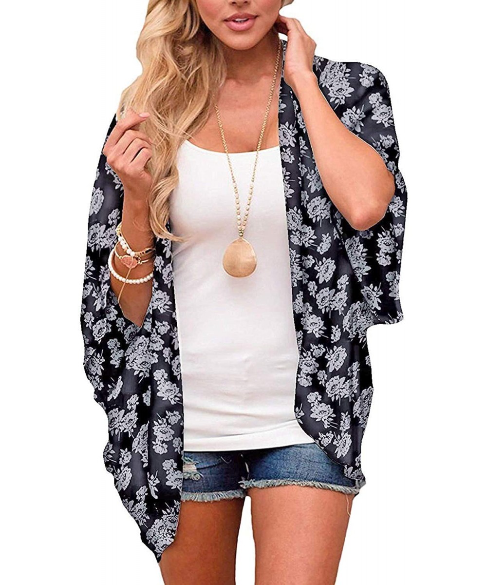 Summer Womens Beach Wear Cover up Swimwear Beachwear Bikini Cardigan - 3-black - CT1967XI0M4 $16.59-Cover-Ups