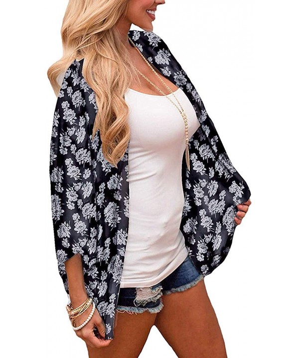 Summer Womens Beach Wear Cover up Swimwear Beachwear Bikini Cardigan - 3-black - CT1967XI0M4 $16.59-Cover-Ups