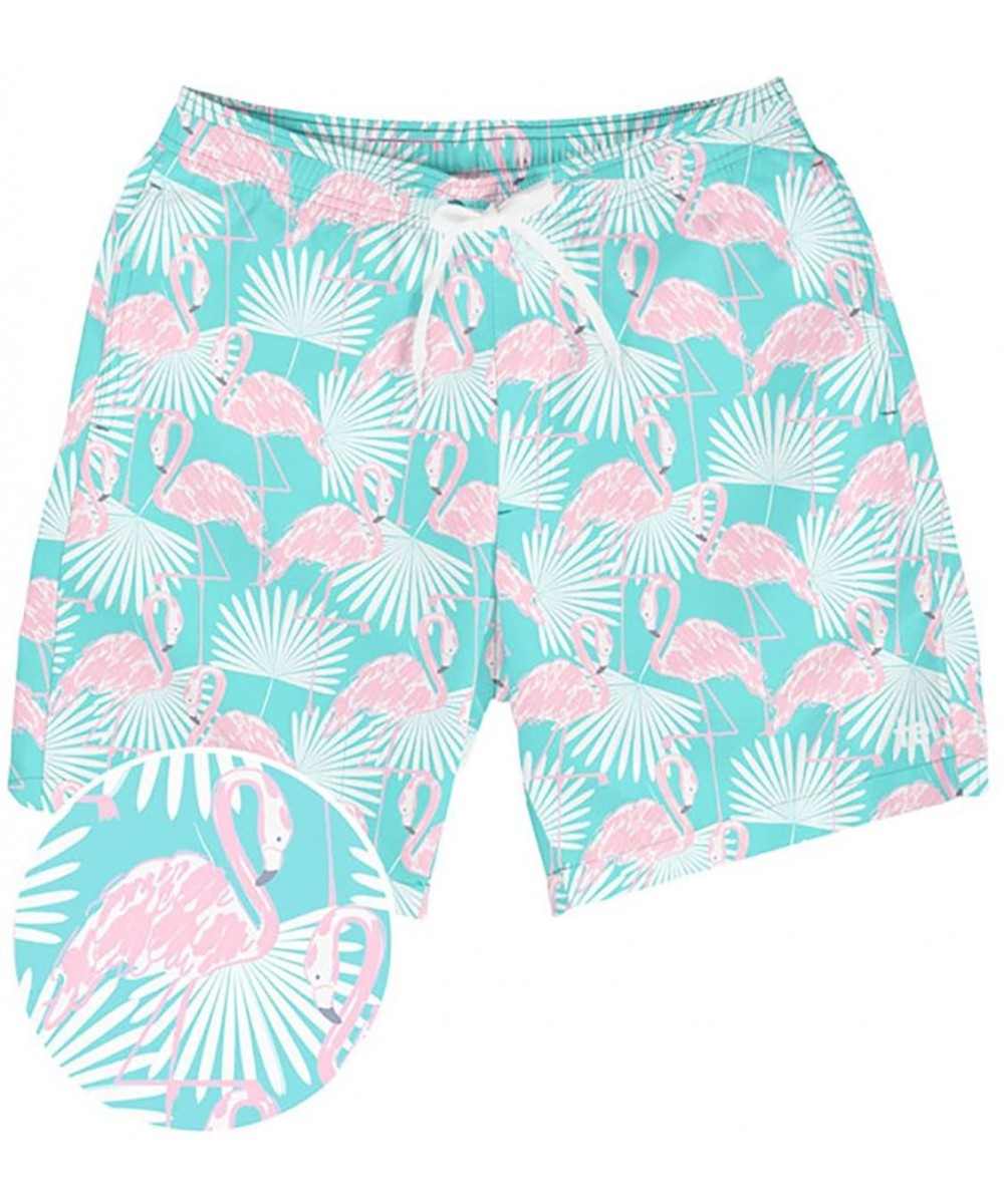 Men's Short Swim Trunks - Bright Neon Board Shorts for Vacation - Flamingo - CW18CGLW0CA $31.80-Trunks