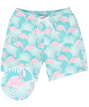 Men's Short Swim Trunks - Bright Neon Board Shorts for Vacation - Flamingo - CW18CGLW0CA $31.80-Trunks