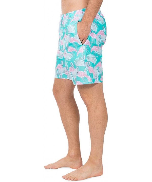 Men's Short Swim Trunks - Bright Neon Board Shorts for Vacation - Flamingo - CW18CGLW0CA $31.80-Trunks