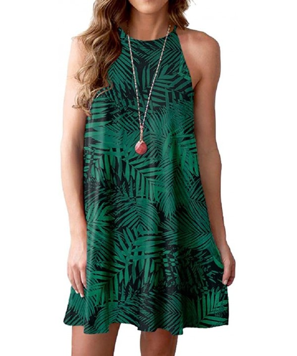 Women's Dress Sweet & Cute Sleeveless Sleepwear Shift Dress Mini Dress - 18 Flower Green Leaf - C719EGKS7Z7 $19.65-Cover-Ups