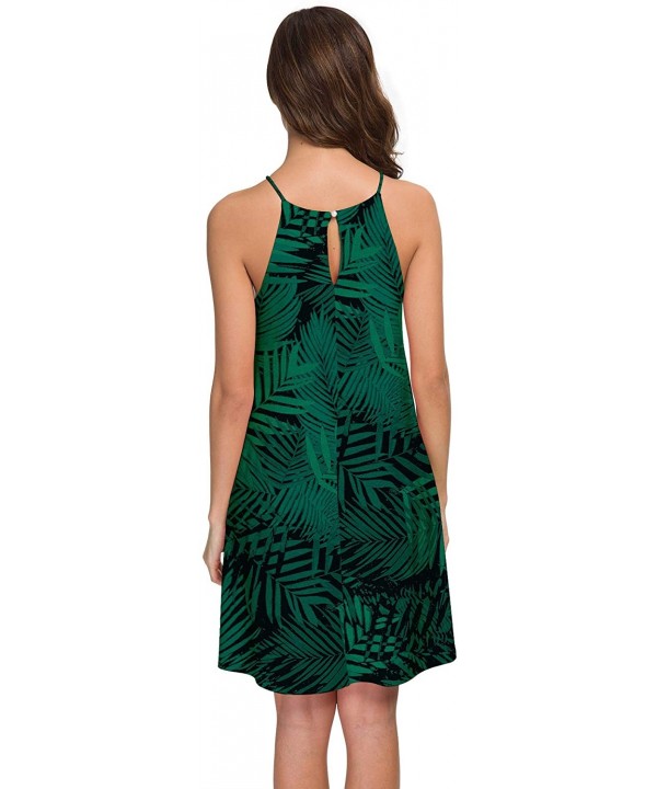 Women's Dress Sweet & Cute Sleeveless Sleepwear Shift Dress Mini Dress - 18 Flower Green Leaf - C719EGKS7Z7 $19.65-Cover-Ups