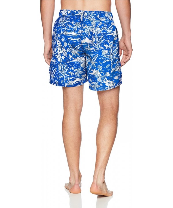 Men's Printed Swim Trunk - Blue Island - CQ188AD9M50 $31.33-Trunks